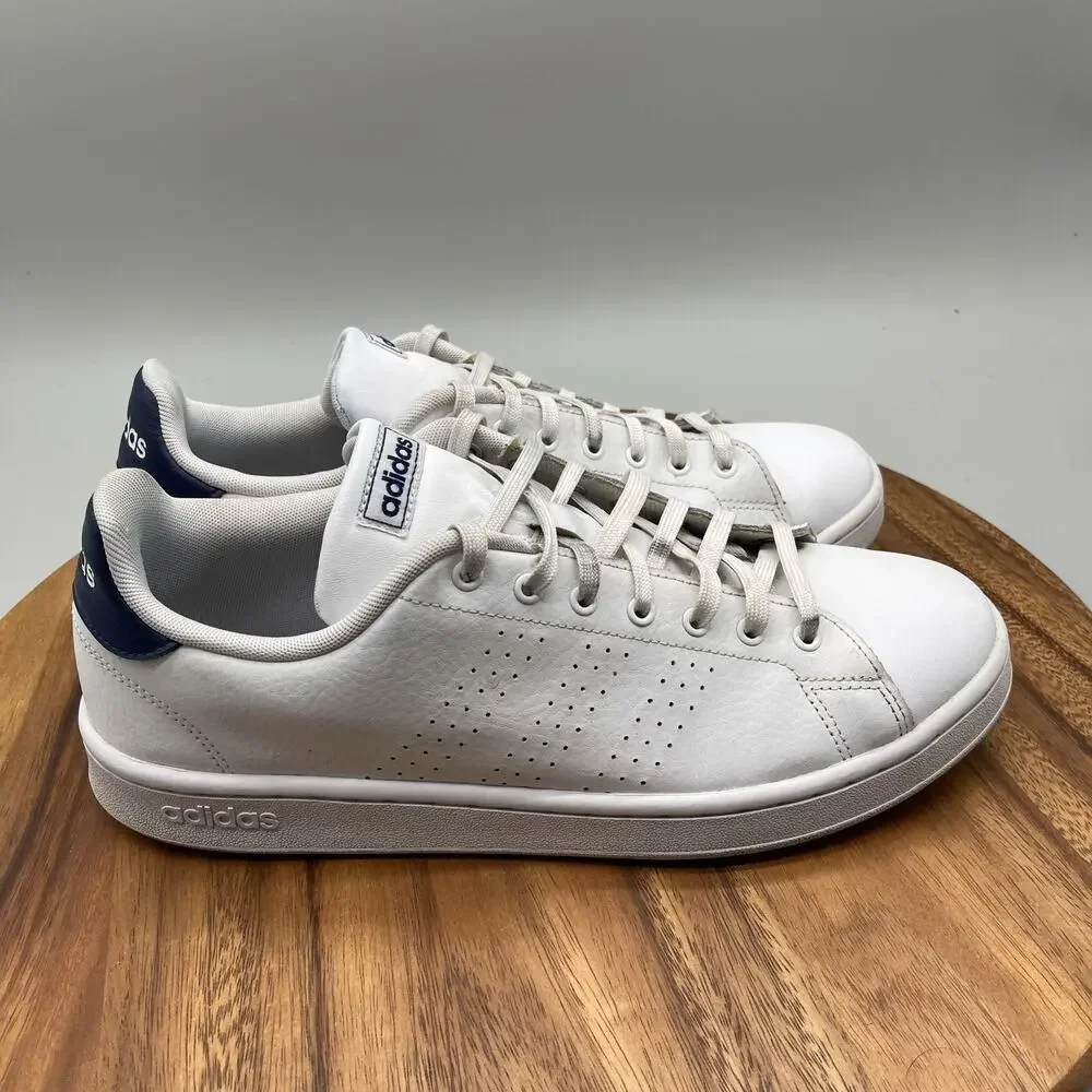 Adidas Advantage Shoes Mens Size 11.5 White Leather Running Comfort Walking